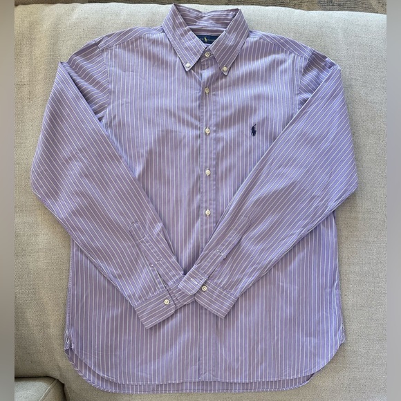 Ralph Lauren Shirting Stripe Button Down Sport Shirt In Lavender/Piink 16 1/2 - Picture 3 of 5